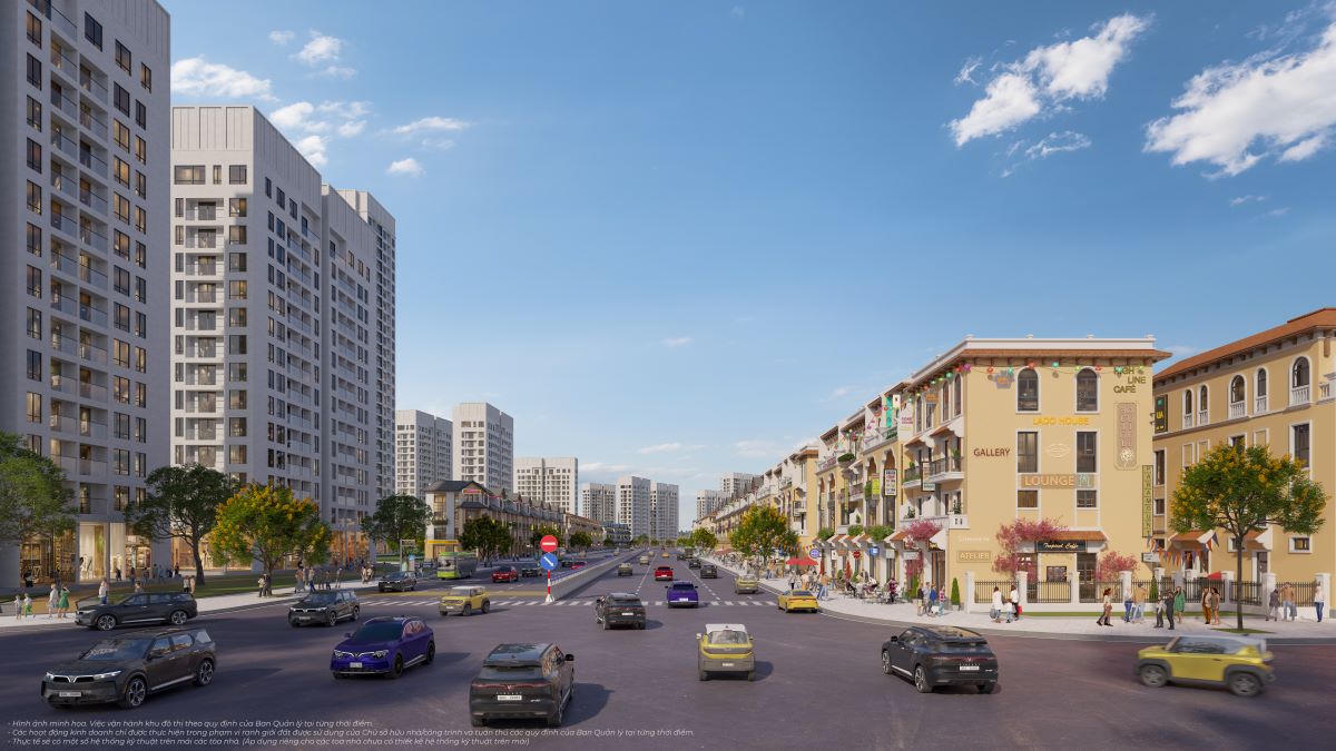 Boulevard Prime đối diện hàng chục tòa chung cư với quy mô dân số và mật độ cư trú cao nhất siêu đô thị