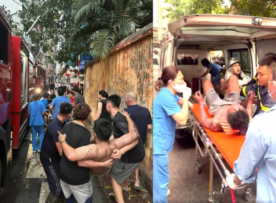 Lực lượng chức năng cấp cứu người bị nạn.