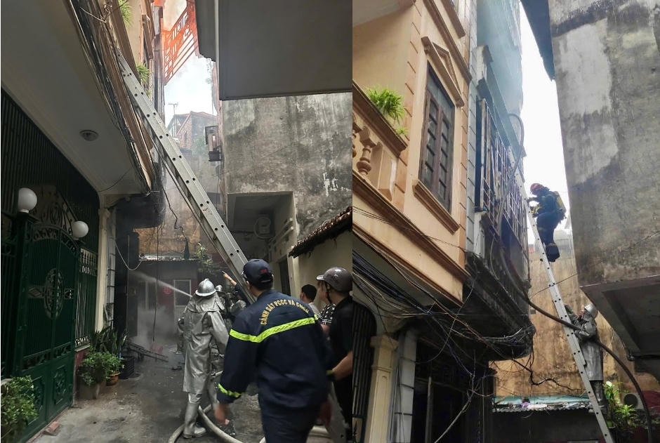 Lực lượng phòng cháy nhanh chóng tiếp cận đám cháy.