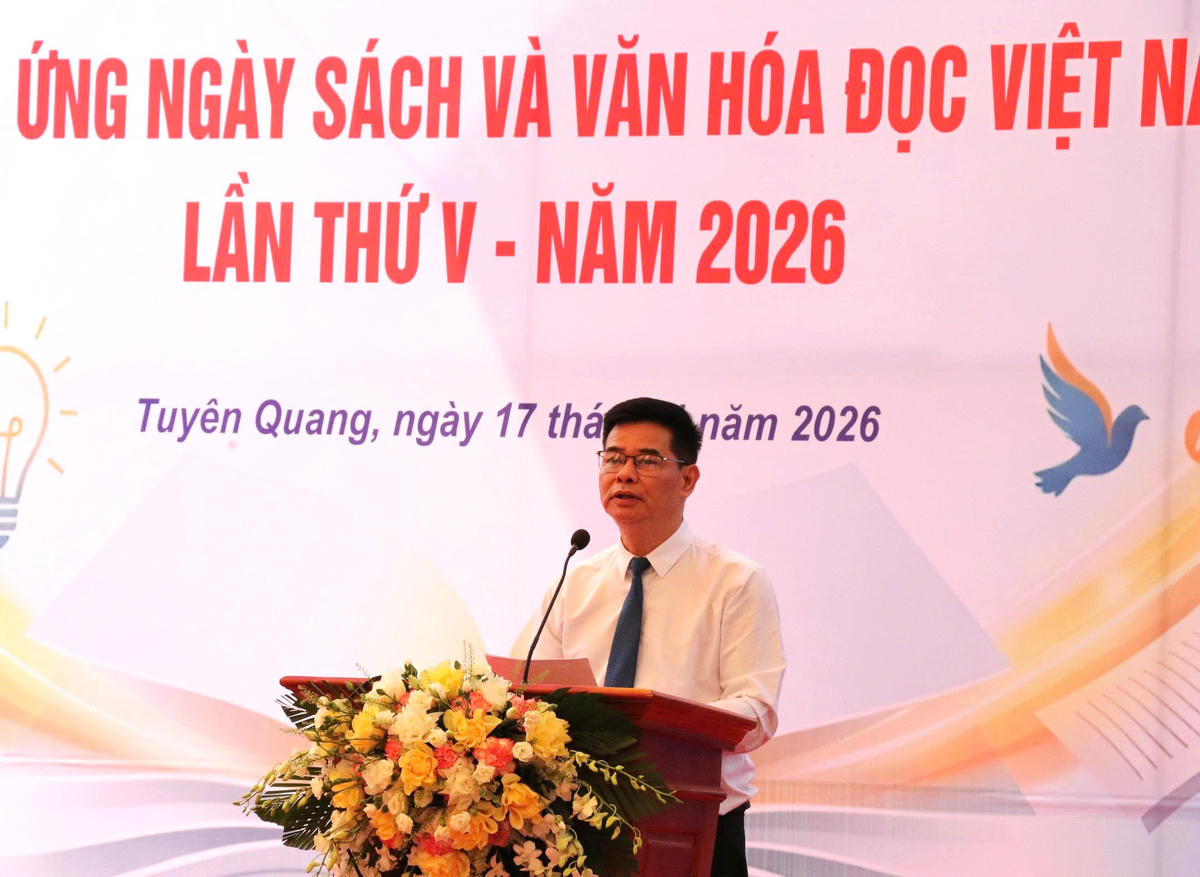 Ông Nguyễn Trung Ngọc, Giám đốc Sở Văn hóa, Thể thao và Du lịch tỉnh Tuyên Quang phát biểu tại Chương trình. Ảnh: Nguyễn Quân.