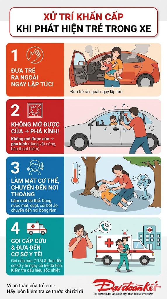 Tuyệt đối không để trẻ trên ô tô một mình