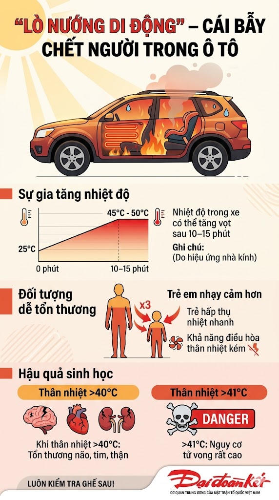 Tuyệt đối không để trẻ trên ô tô một mình