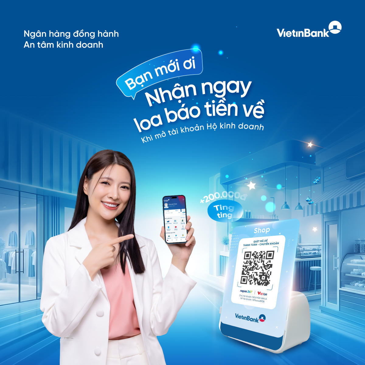 VietinBank tặng loa báo tiền về - đồng hành cùng hộ kinh doanh chuyển đổi số