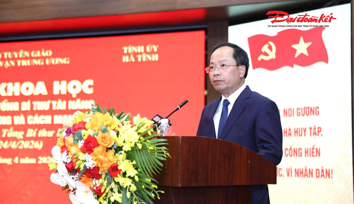  Bí thư Tỉnh ủy Hà Tĩnh Nguyễn Duy Lâm phát biểu chào mừng Hội thảo. Ảnh: HN.