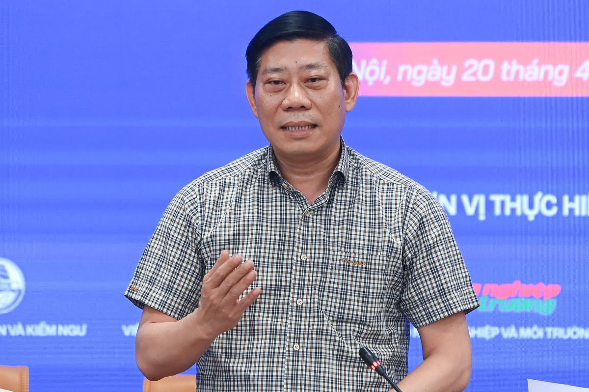 Phó Cục trưởng Cục Thủy sản và Kiểm ngư Nguyễn Quang Hùng thông tin về Hội nghị khoa học,công nghệ thủy sản và kiểm ngư toàn quốc năm 2026. Ảnh: Tùng Đinh.