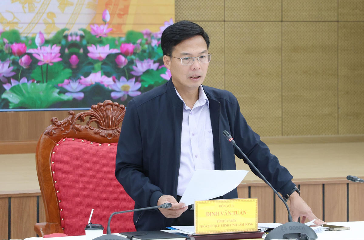 Ông Đinh Văn Tuấn, Phó Chủ tịch UBND tỉnh Lâm Đồng, phát biểu tại hội nghị.