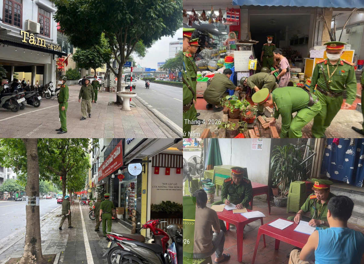 Công an phường Bồ Đề triển khai quyết liệt, đồng bộ các biện pháp nhằm xử lý nghiêm vi phạm trật tự đô thị. Ảnh: Đạt Lê