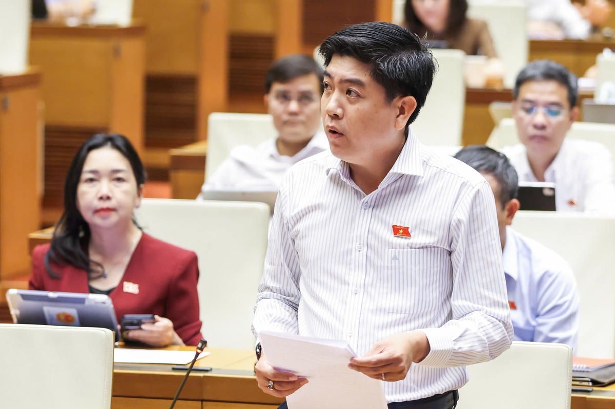 Đại biểu Trịnh Trung Tín, đoàn An Giang phát biểu