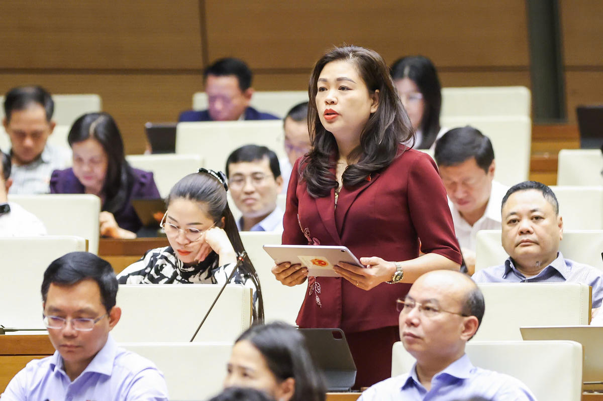 Đại biểu Đoàn Thị Lê An, đoàn Cao Bằng phát biểu