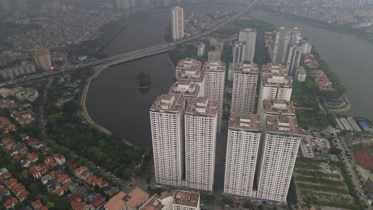 Các toà chung cư HH Linh Đàm nhìn từ trên cao. Ảnh: LK