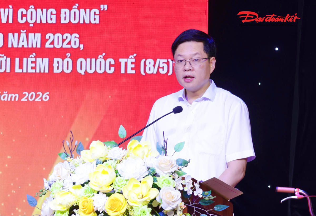 Ông Đinh Quang Tuyên -&nbsp; Phó Bí thư Tỉnh ủy, Chủ tịch Ủy ban MTTQ Việt Nam tỉnh Thái Nguyên phát biểu tại chương trình. Ảnh: Minh Lý.