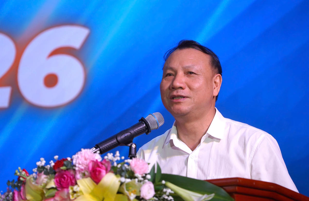 PGS.TS Nguyễn Đức Sơn - Hiệu trưởng Trường Đại học Sư phạm Hà Nội phát biểu tại cuộc thi.