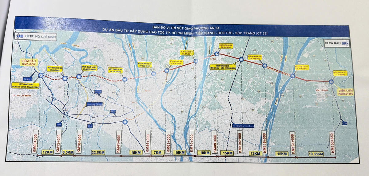 Biểu đồ phương án xây dựng cao tốc CT.33. (Ảnh: Trung Ngãi).