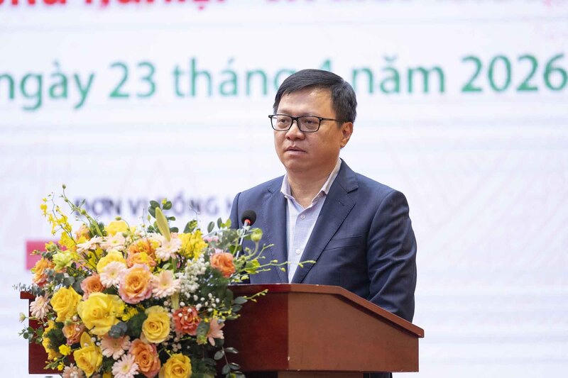 Ông Lê Quốc Minh, Tổng Biên tập Báo Nhân Dân, Chủ tịch Hội Nhà báo Việt Nam phát biểu tại sự kiện. Ảnh: Linh Linh