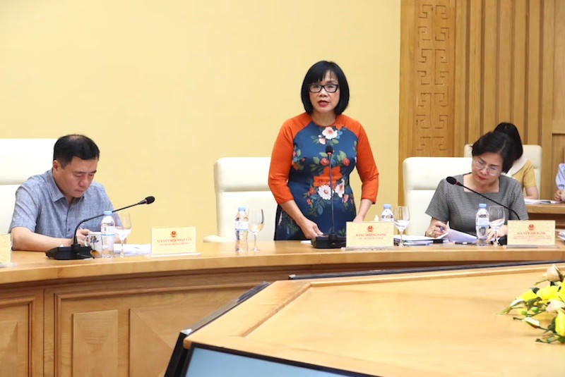 Thứ trưởng Bộ Tư pháp Đặng Hoàng Oanh tại buổi làm việc.