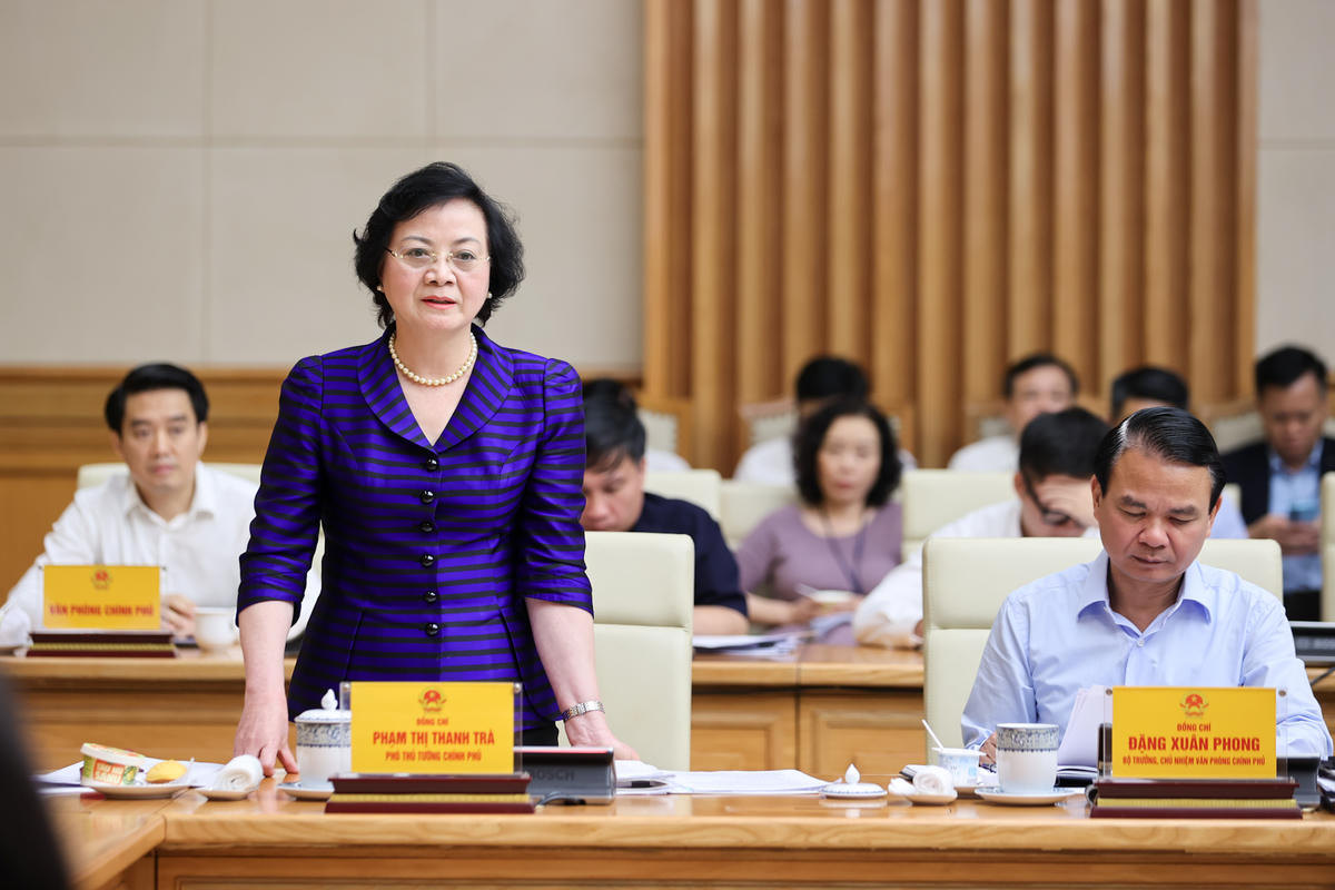 Phó Thủ tướng Chính phủ Phạm Thị Thanh Trà phát biểu tại cuộc họp - Ảnh: VGP/Nhật Bắc