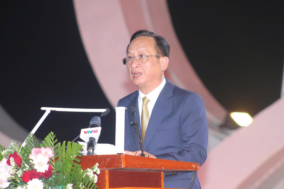 Ông Phạm Văn Thiều, Phó Bí thư Tỉnh ủy, Chủ tịch HĐND tỉnh Cà Mau phát biểu khai mạc Tuần lễ Khoa học, Công nghệ - Văn hóa, Du lịch và Cuộc thi Gạo ngon Đồng bằng sông Cửu Long lần thứ I, năm 2026. Ảnh: Nguyên Du