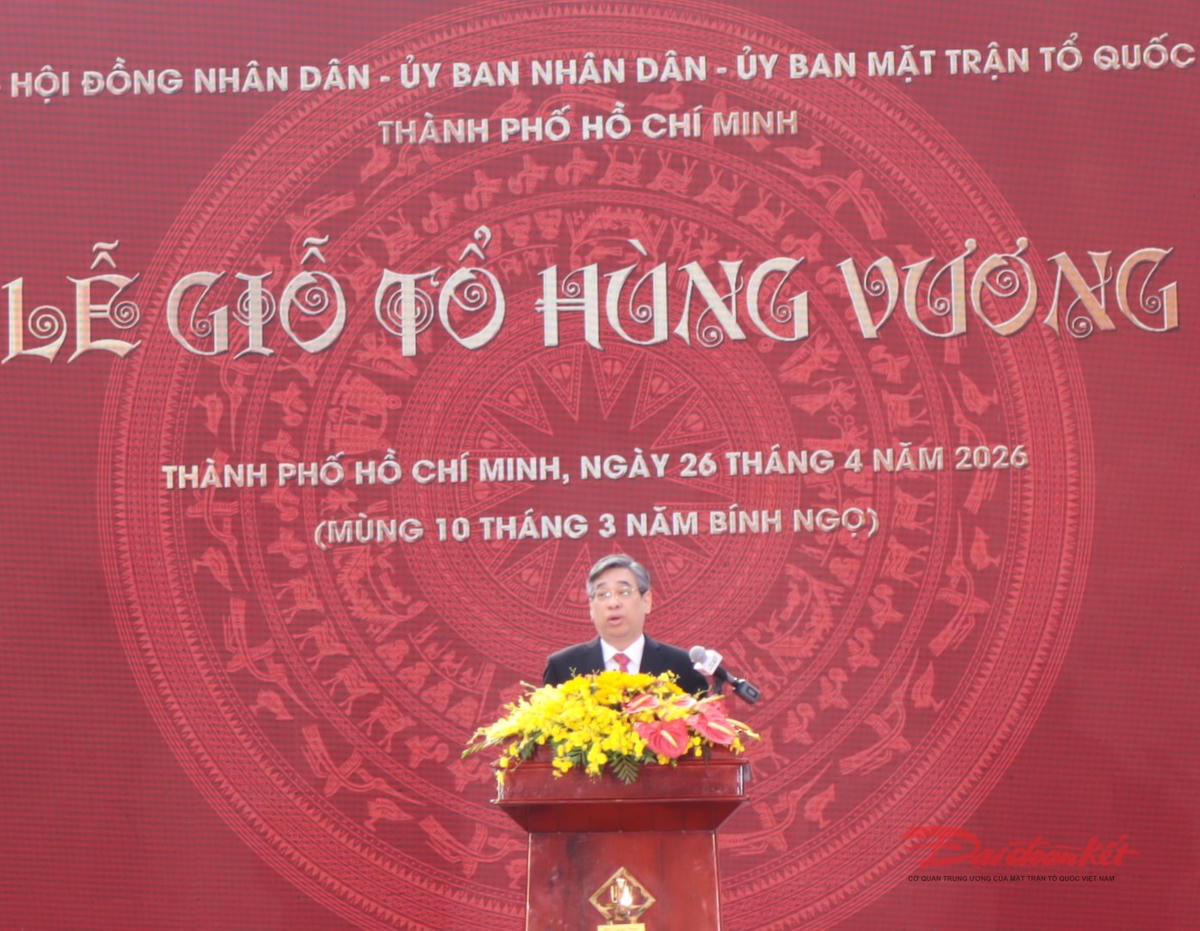 Ông Nguyễn Phước Lộc, Ủy viên Trung ương Đảng, Phó Bí thư Thành ủy TP Hồ Chí Minh, Chủ tịch Ủy ban MTTQ Việt Nam thành phố phát biểu. Ảnh: T.Luân.