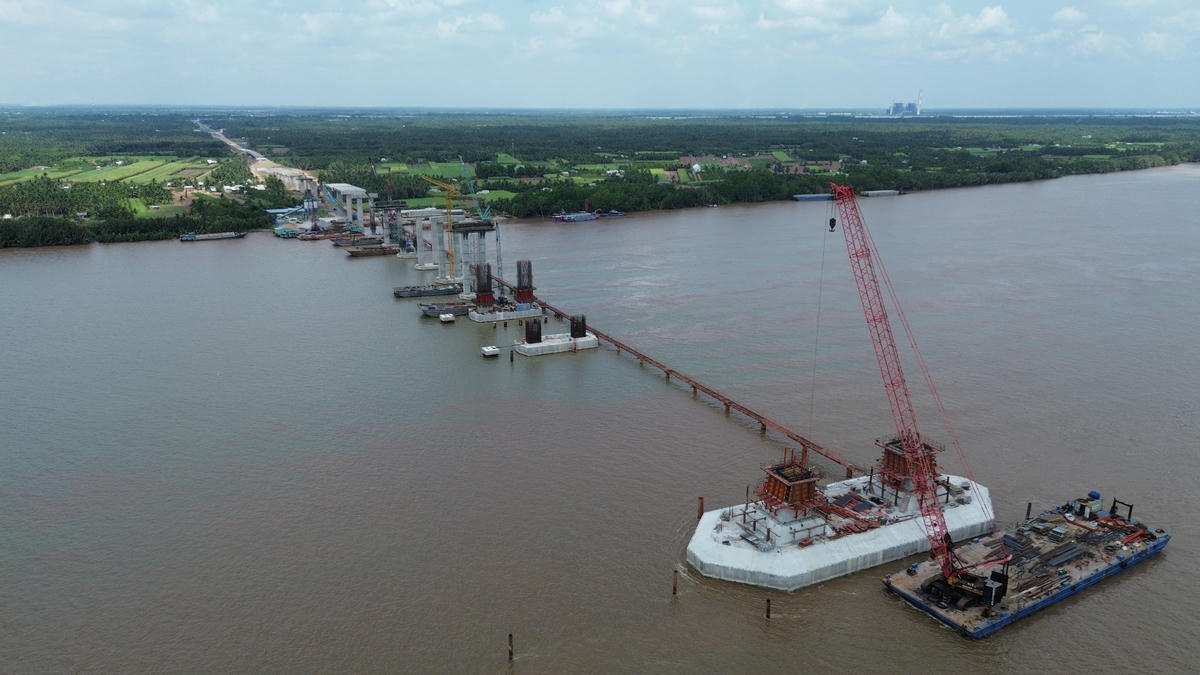  Dự án cầu Đại Ngãi 1 nhìn từ trên cao. (Ảnh: Trung Ngãi).