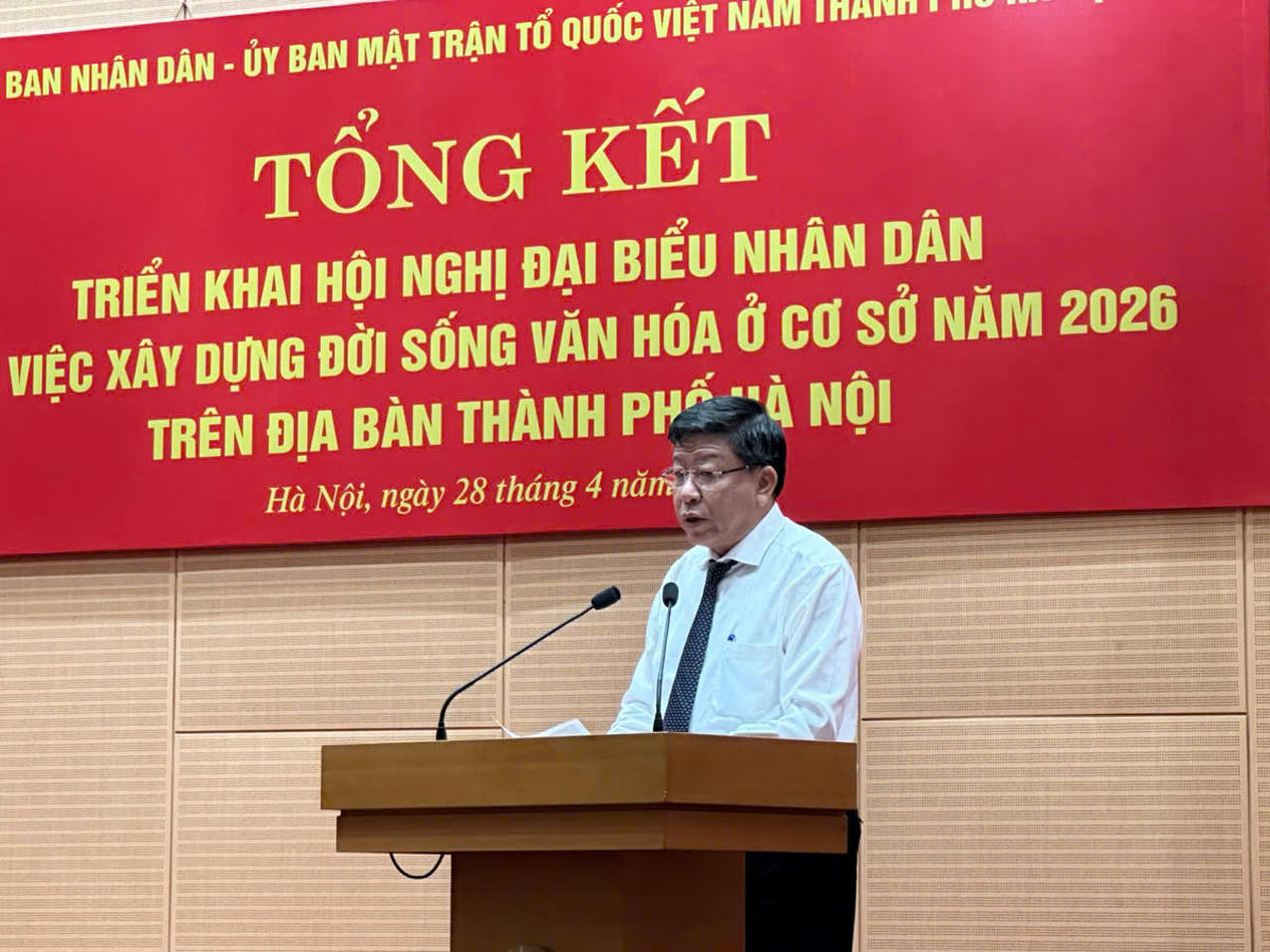 Phó Chủ tịch Thường trực UBND thành phố Hà Nội Dương Đức Tuấn phát biểu tại hội nghị. Ảnh: PV