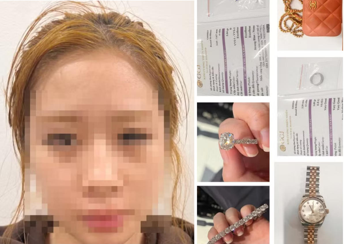 Đối tượng Nguyễn Đỗ Mỹ Anh và tang vật.
