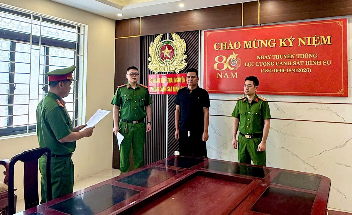 Hoàng Trọng Tuân tại Công an tỉnh Thái Nguyên.