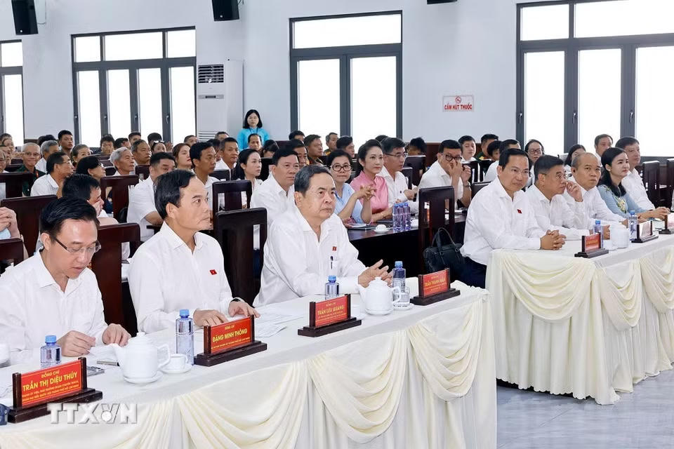 Chủ tịch Quốc hội Trần Thanh Mẫn và đại biểu dự Hội nghị. (Ảnh: Doãn Tấn/TTXVN)
