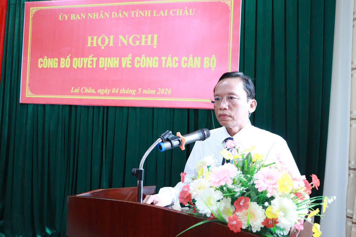 Tân Giám đốc Sở Nông nghiệp và Môi trường Lai Châu Ngô Xuân Hùng phát biểu nhận nhiệm vụ.
