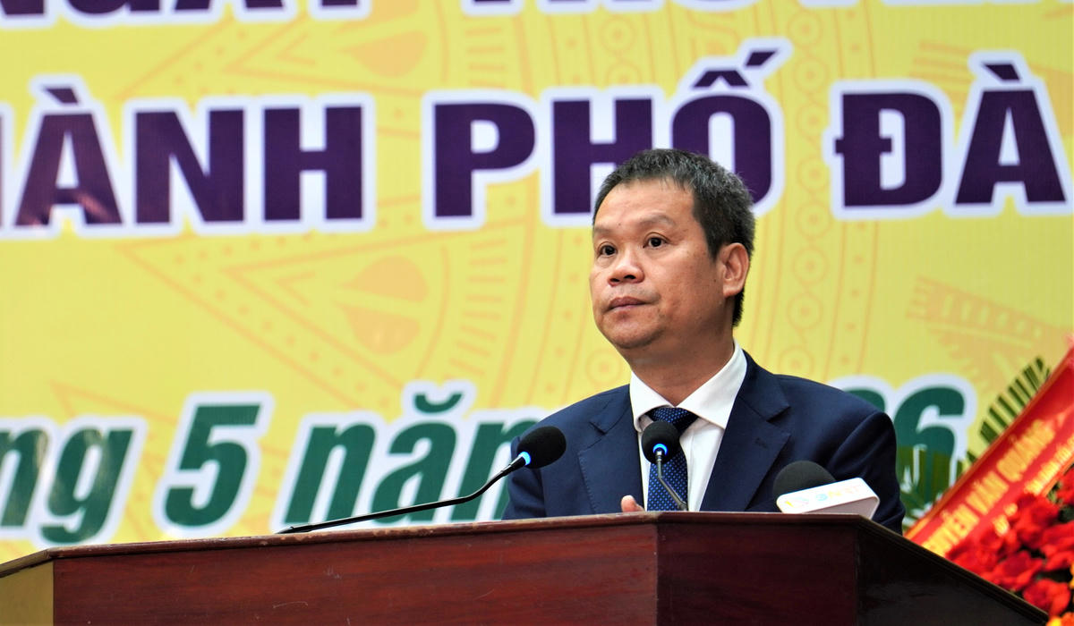 Ông Nguyễn Mạnh Hùng, Chủ tịch UBND TP Đà Nẵng phát biểu tại buổi lễ. Ảnh: Chí Đại.