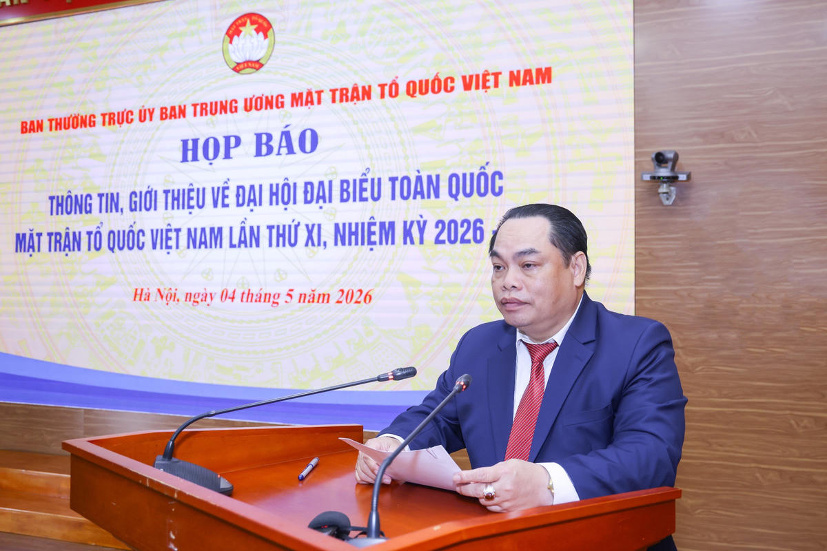 Ông Nguyễn Tuấn Anh - Phó Trưởng ban Tuyên giáo Cơ quan UBTƯ MTTQ Việt Nam thông tin về công tác chuẩn bị tổ chức Đại hội đại biểu toàn quốc MTTQ Việt Nam lần thứ XI, nhiệm kỳ 2026 – 2031. Ảnh: Quang Vinh.