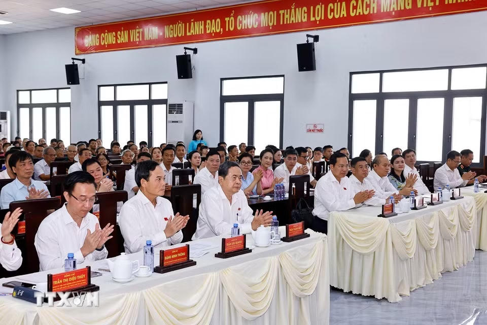 Chủ tịch Quốc hội Trần Thanh Mẫn và đại biểu dự Hội nghị. (Ảnh: Doãn Tấn/TTXVN)