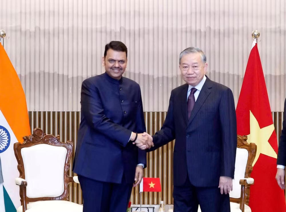 Tổng Bí thư, Chủ tịch nước Tô Lâm
tiếp Thủ hiến bang Maharashtra Devendra Fadnavis