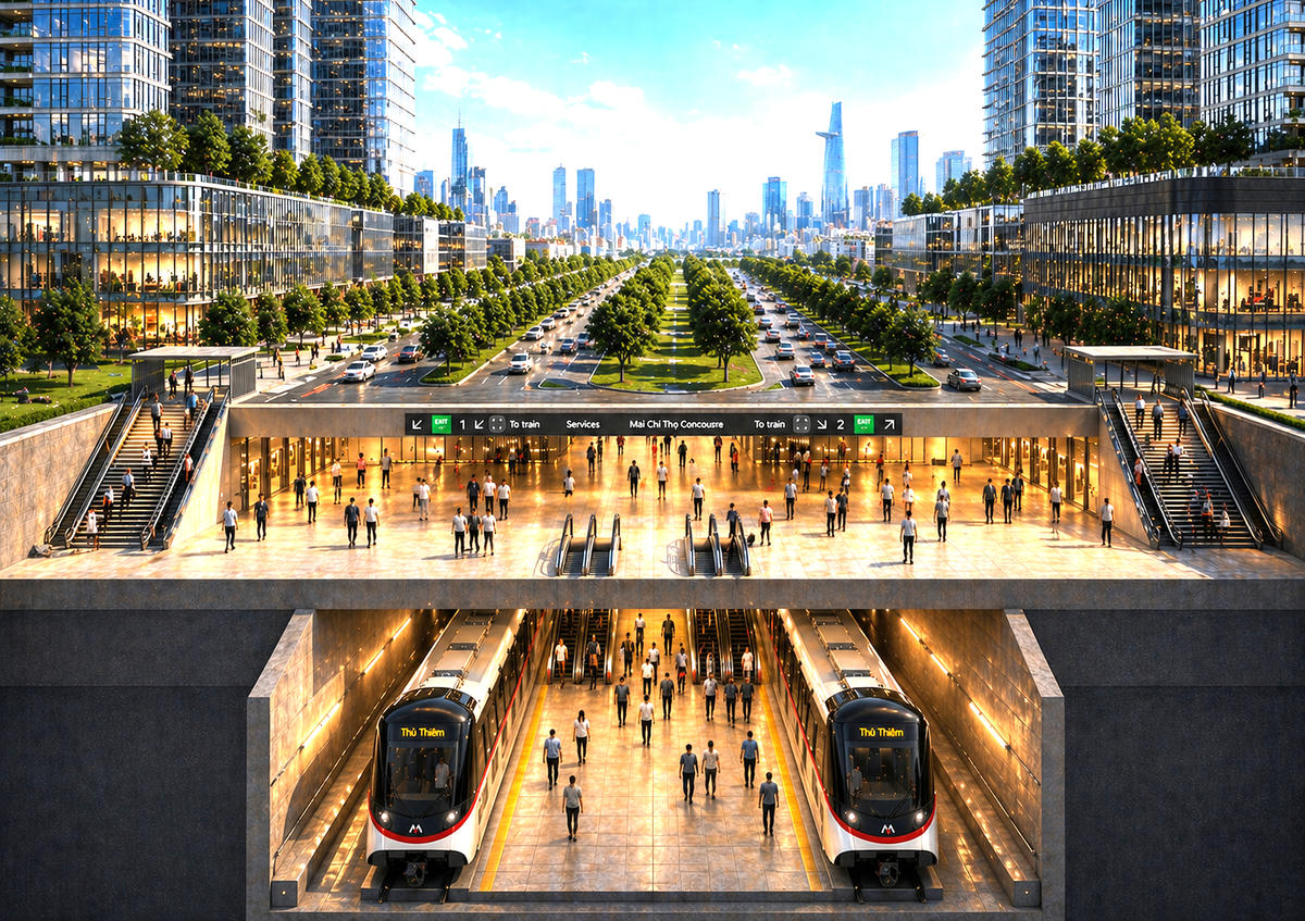 Phối cảnh nhà ga Cung Thiếu nhi của tuyến metro Bến Thành – Thủ Thiêm. Ảnh: TL.