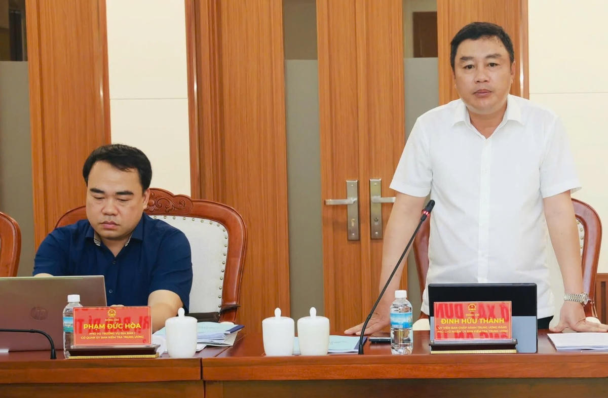 Ông Đinh Hữu Thành, Phó Chủ nhiệm Ủy ban Kiểm tra Trung ương phát biểu tại buổi làm việc.