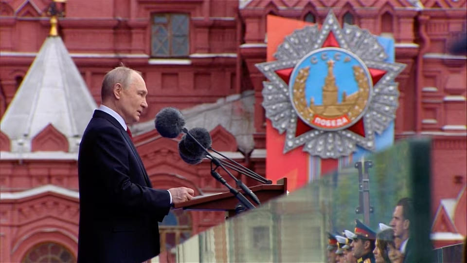 Tổng thống Nga Vladimir Putin phát biểu trong Lễ kỷ niệm. Nguồn: Reuters.