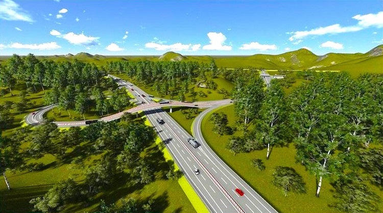 Phác thảo tuyến cao tốc Quy Nhơn-Pleiku. BQ.