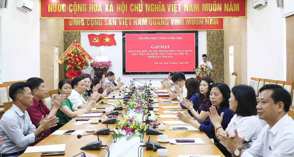 Quang cảnh chương trình gặp mặt&nbsp;Đoàn đại biểu tham dự Đại hội MTTQ Việt Nam lần thứ XI. Ảnh: phutho.gov.vn.