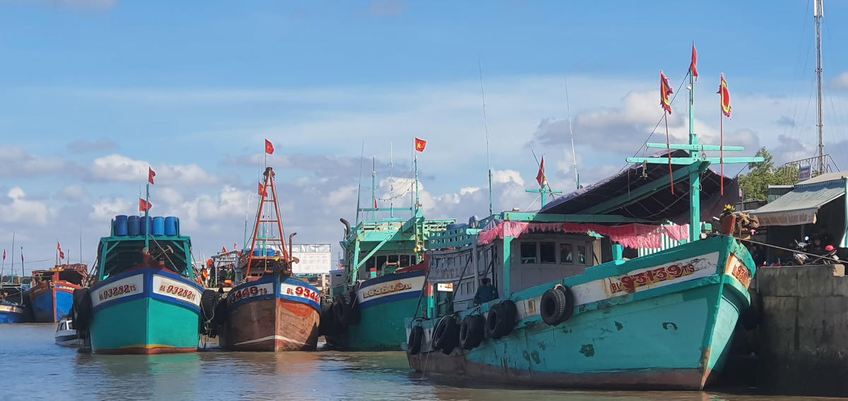 Tàu cá neo đậu ở cảng cá Gành Hào, xã Gành Hào, tỉnh Cà Mau. Ảnh: Nguyên Du