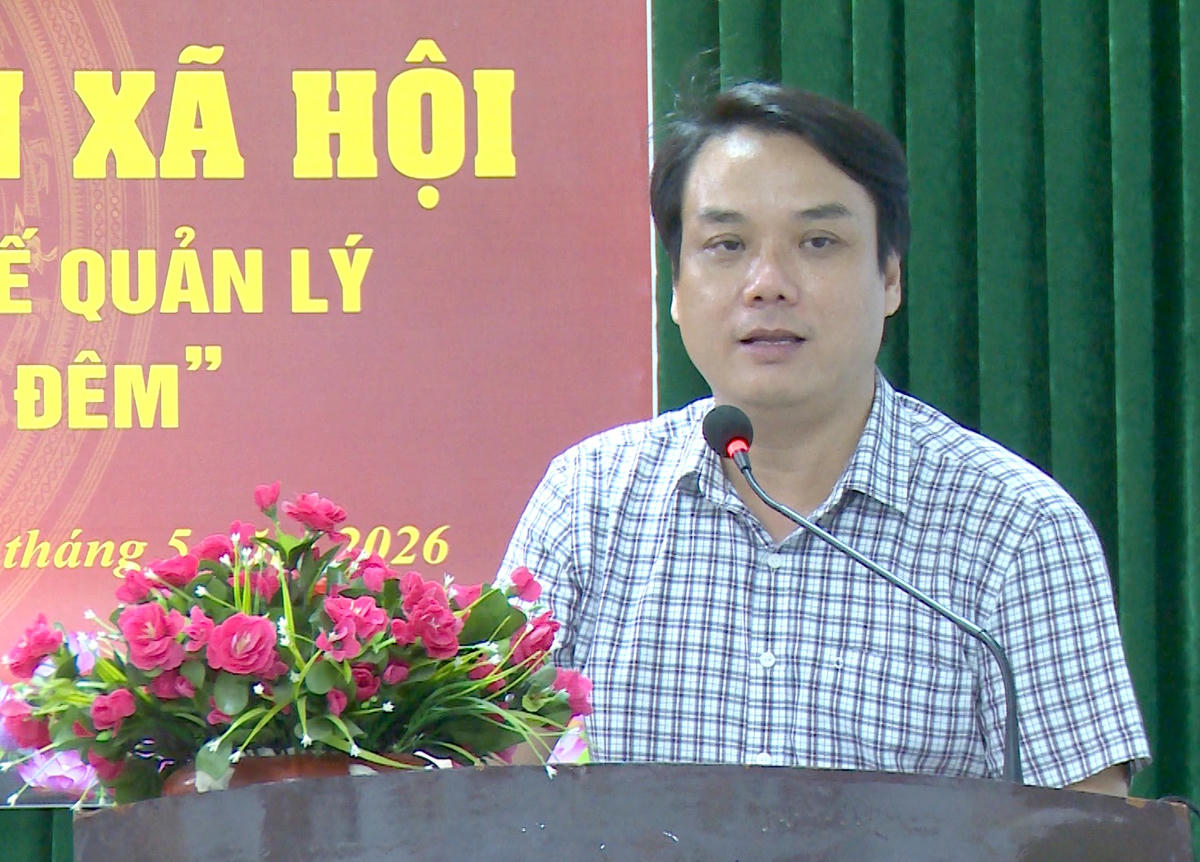 Ông Bùi Tấn Công, Phó Chủ tịch UBND phường Tam Kỳ phát biểu tại hội nghị. Ảnh: TK.