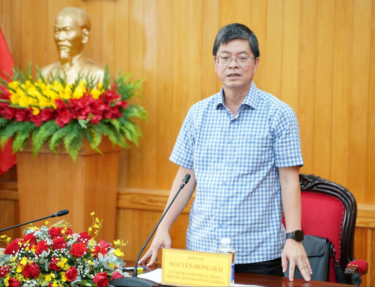 Ông Nguyễn Hồng Hải, Phó Chủ tịch UBND tỉnh Lâm Đồng, phát biểu tại buổi làm việc.