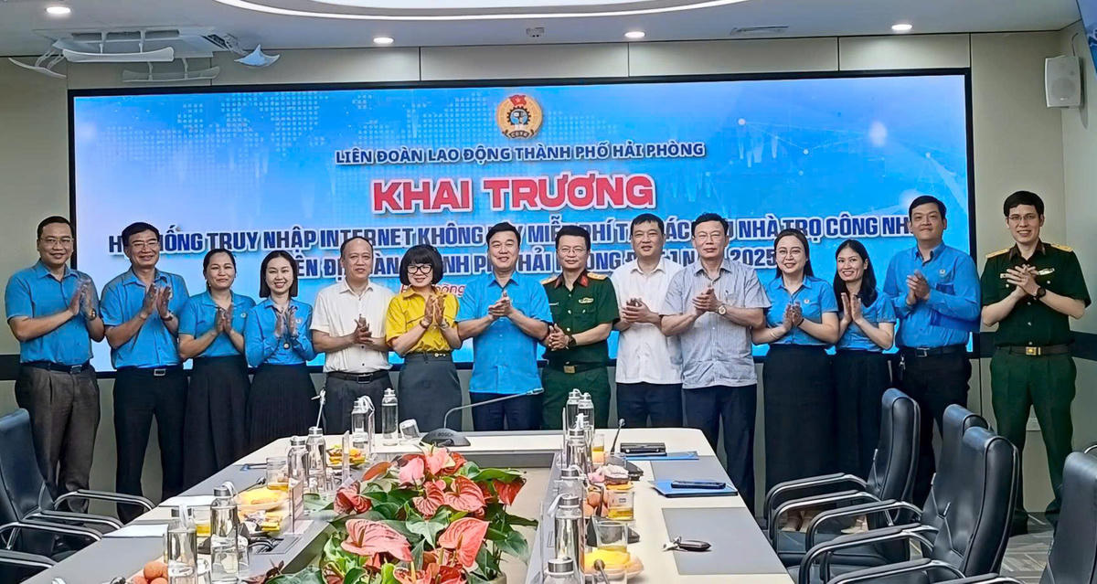 Liên đoàn Lao động TP Hải Phòng khai trương “Hệ thống truy nhập Internet không dây miễn phí tại các khu nhà trọ công nhân” đợt 1 năm 2025. Ảnh: MD.&nbsp;