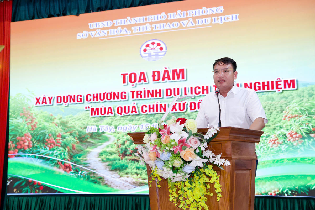 Ông Trần Văn Ngọc, Phó Giám đốc Sở Văn hóa, Thể thao và Du lịch TP Hải Phòng phát biểu tại tọa đàm. Ảnh: Tiến Dũng.&nbsp;
