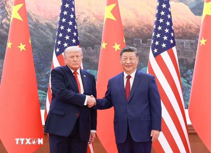 Chủ tịch Trung Quốc Tập Cận Bình và Tổng thống Mỹ Donald Trump tại cuộc hội đàm ở Bắc Kinh ngày 14/5/2026. (Ảnh: THX/TTXVN).