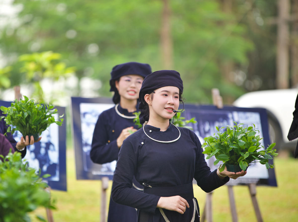 Những cô gái duyên dáng trong&nbsp;màu áo chàm thân thương.