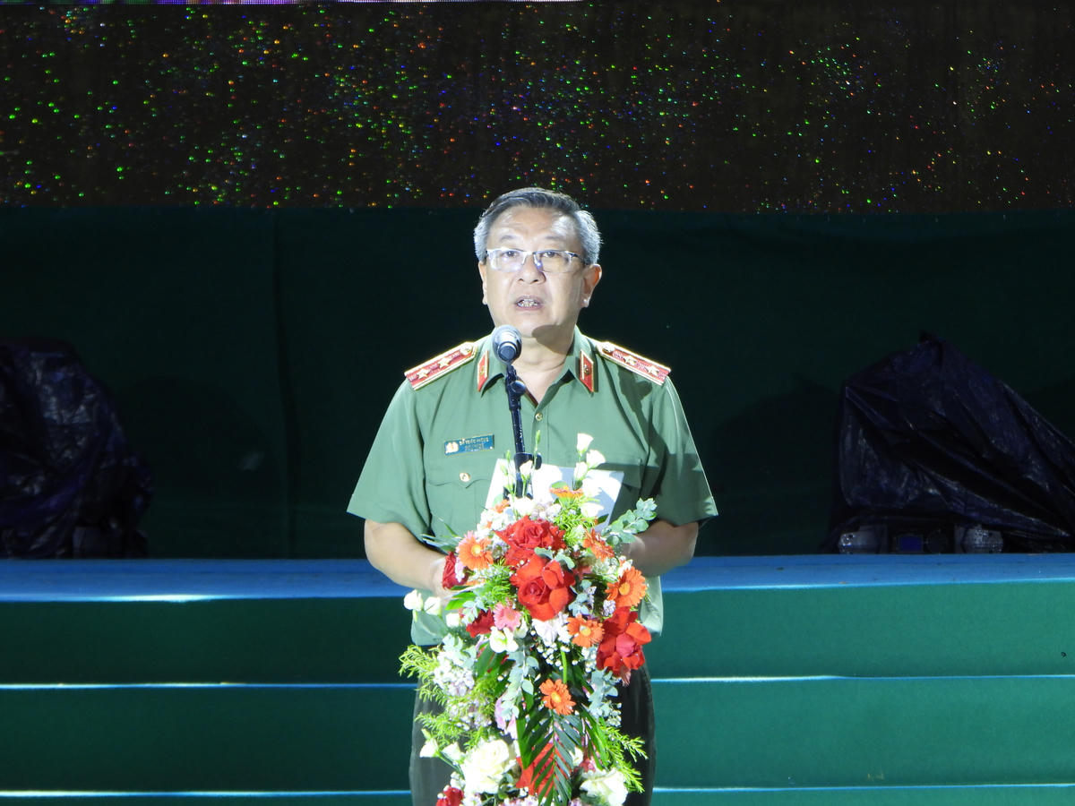 Trung tướng Đỗ Triệu Phong, Cục trưởng Cục Truyền thông CAND phát biểu tại chương trình.