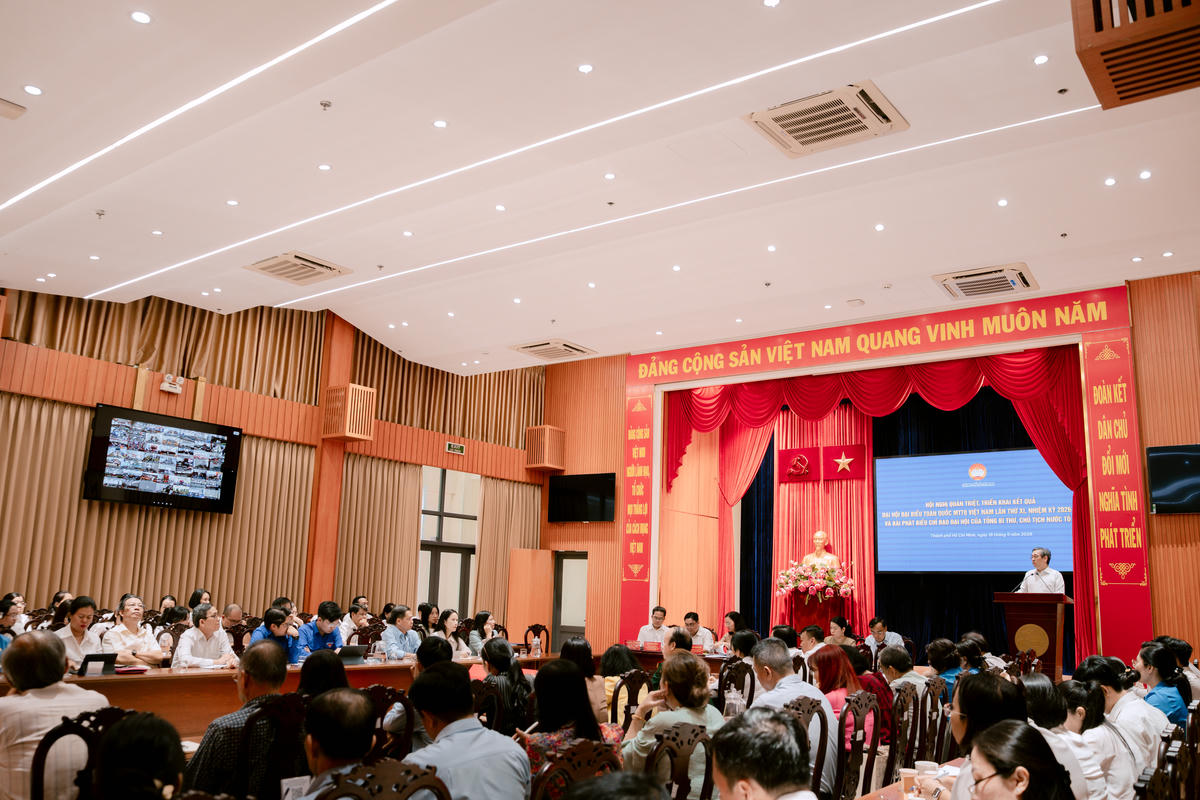 Ủy ban MTTQ Việt Nam TP Hồ Chí Minh tổ chức hội nghị quán triệt, triển khai kết quả Đại hội đại biểu toàn quốc MTTQ Việt Nam lần thứ XI, nhiệm kỳ 2026 – 2031. Ảnh: QT.