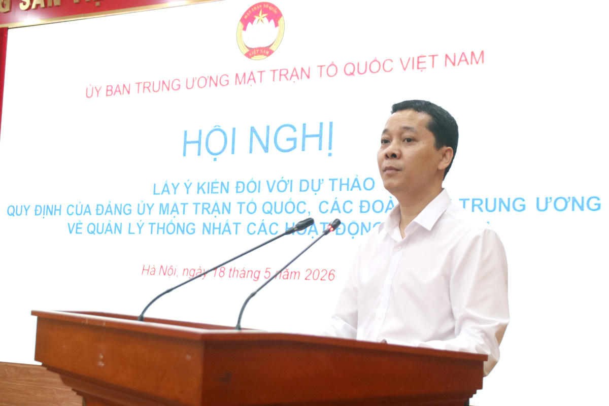 Ông Nguyễn Đức Thịnh - Trưởng ban Đối ngoại nhân dân Cơ quan UBTƯ MTTQ Việt Nam phát biểu tại Hội nghị.