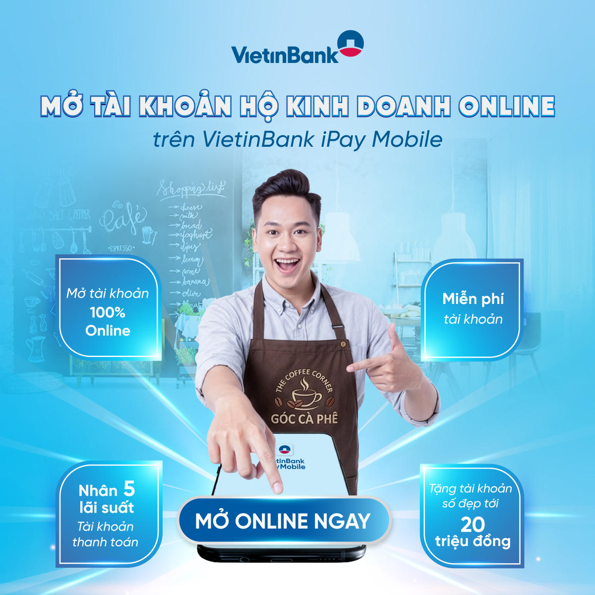 VietinBank triển khai mở tài khoản Hộ kinh doanh online trên iPay