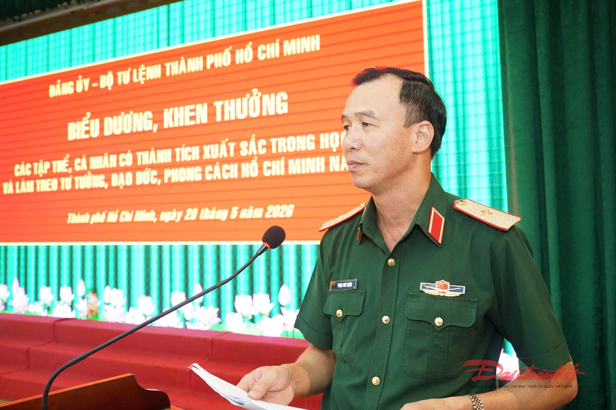 Thiếu tướng Phạm Như Quân,&nbsp;Phó Chính ủy Bộ Tư lệnh TP Hồ Chí Minh phát biểu. Ảnh: Thảo Nguyên.