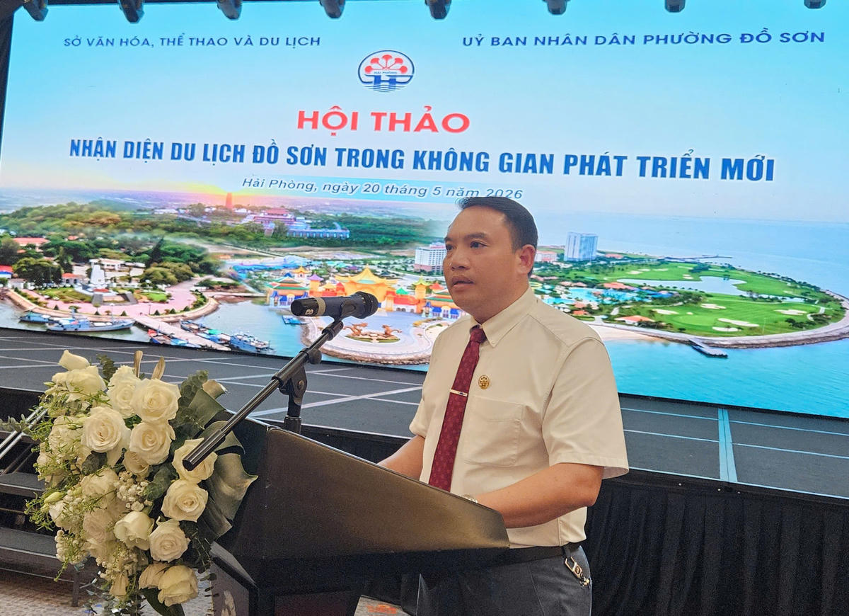 Ông Trần Văn Ngọc - Phó Giám đốc Sở Văn hóa, Thể thao và Du lịch Hải Phòng phát biểu tại hội thảo. Ảnh: PT.&nbsp;